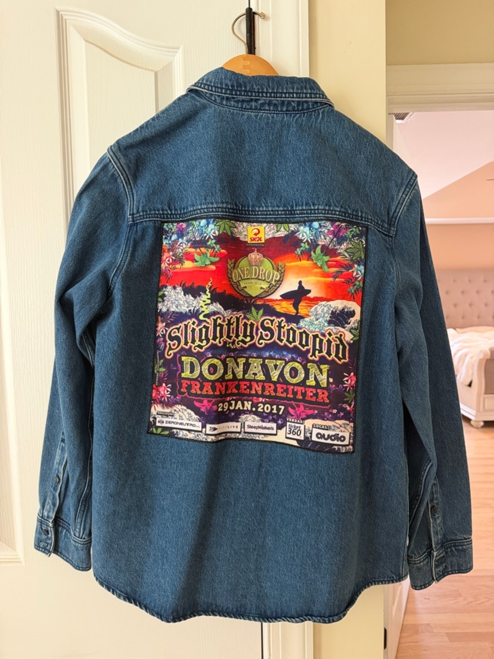 1901 Blue Denim Jacket with Multicolor Back Patch